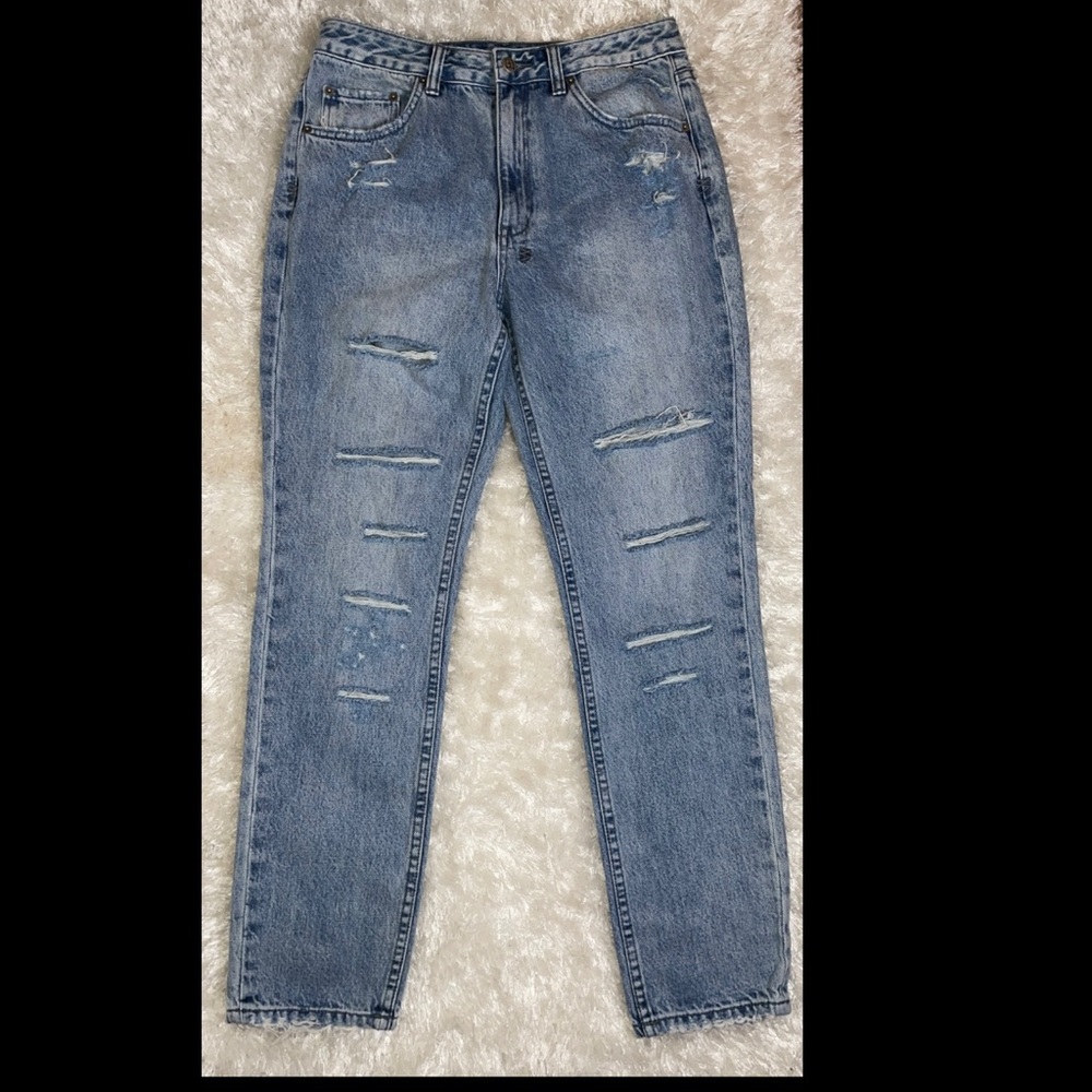 Ksubi Slim Pin Blade Runner Cropped Jeans in Denim Blue.